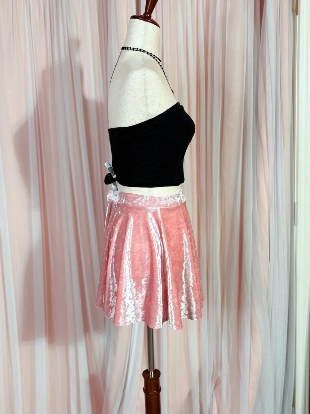 Forever 21 Velvet Pink Skater Skirt